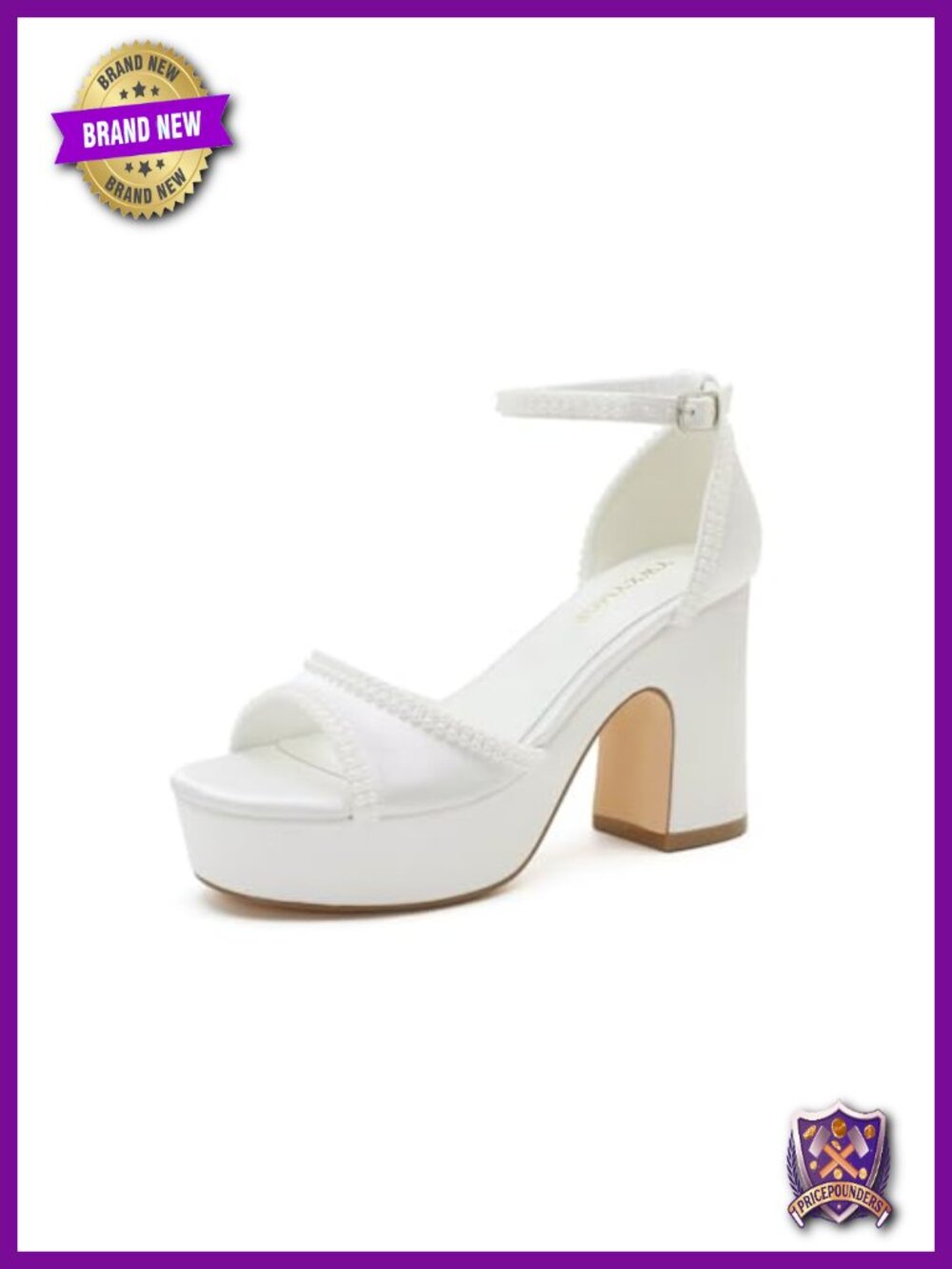 Platform Heel Wedding Sandals Open Toe Chunky Heel Bridal Shoes